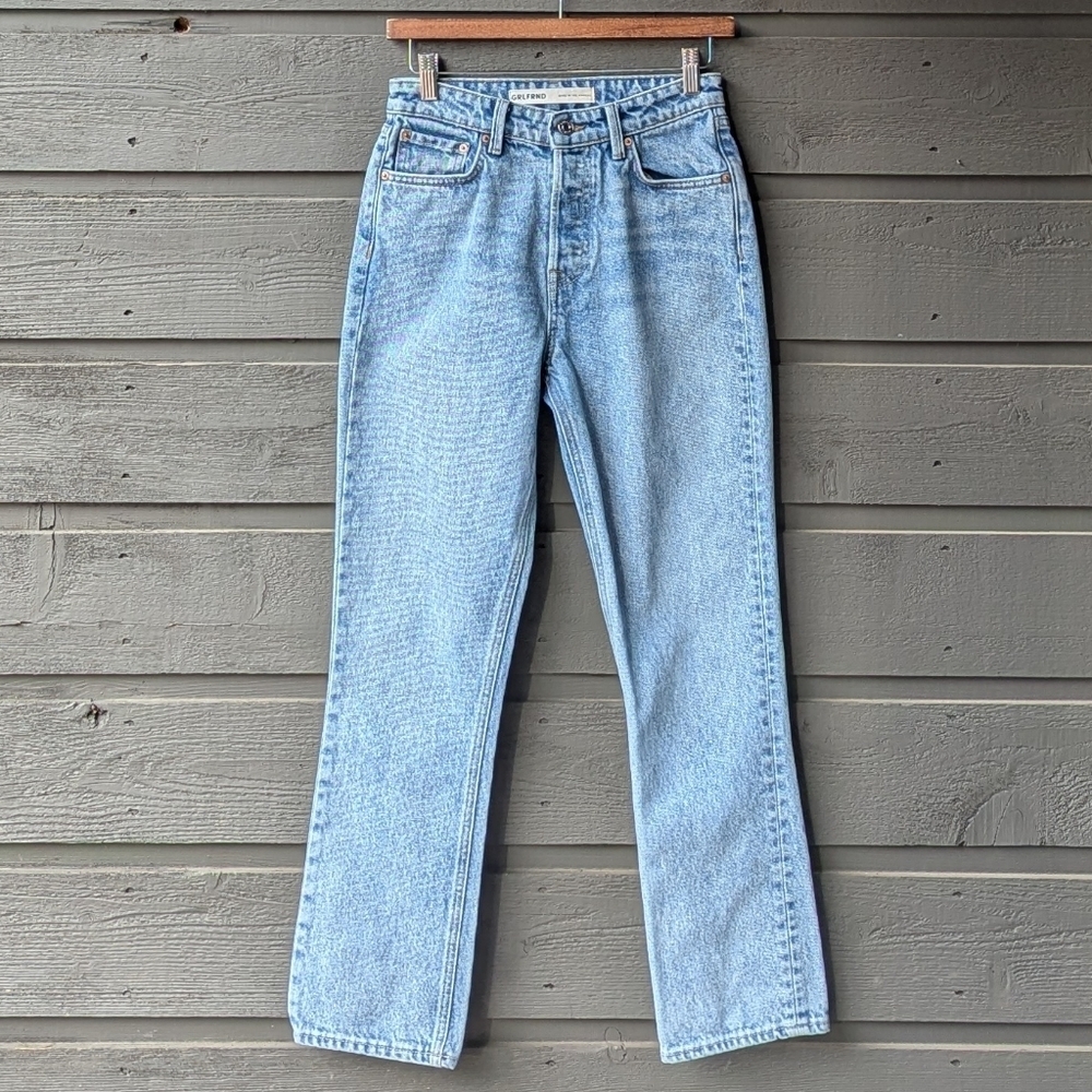 GRLFRND Karolina High Rise Straight Crop Jeans Size 24 100% Cotton Larchmont Blu